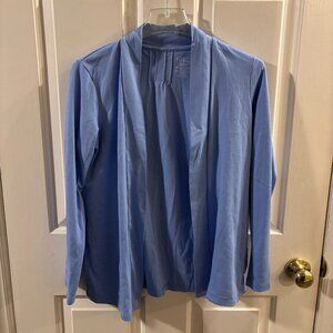 L.L. Bean Women's Pima Cotton Blue Open Front Cardigan with Pockets ~ Small
